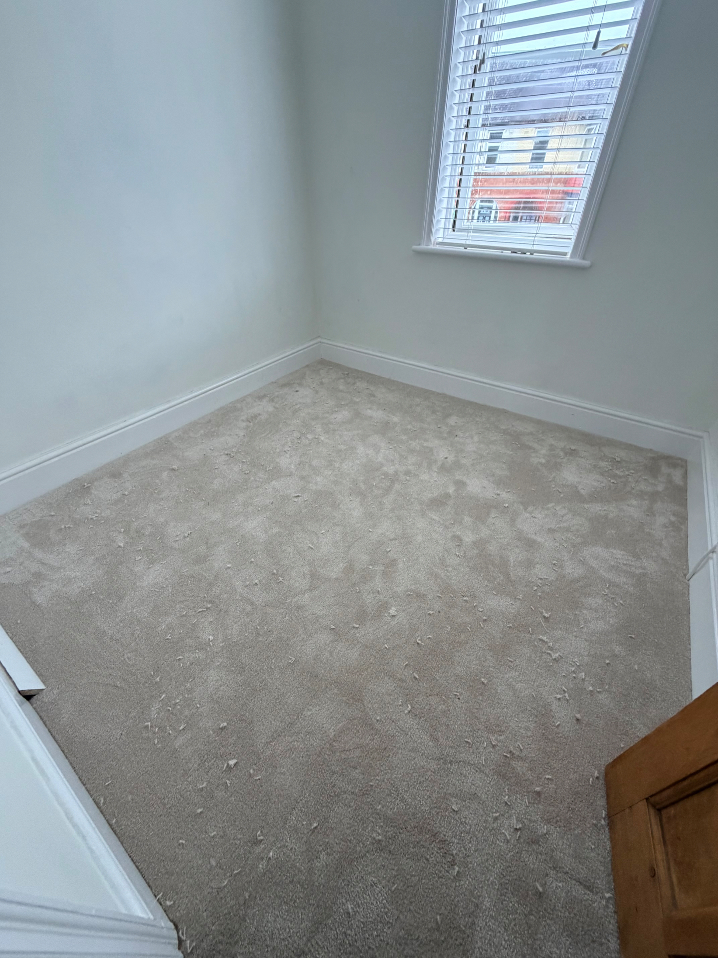 Beige bedroom carpet fitting in Darlington