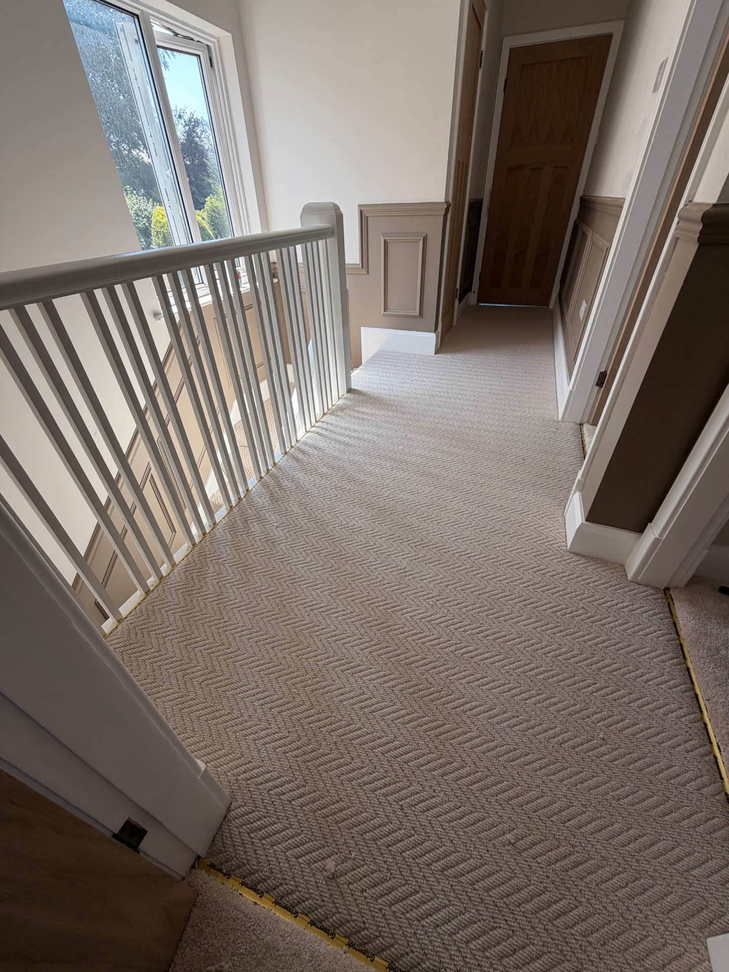 Herringbone landing carpet fitted in Darlington